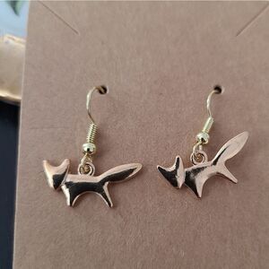 New Handcrafted Fox Dangle Earrings on 14K Gold Plated Hooks